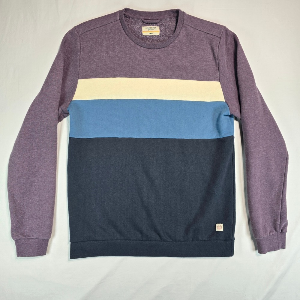 Marine Layer Re-Spun Colorblock Sweatshirt Purple Blue Navy 13618 Mens Small